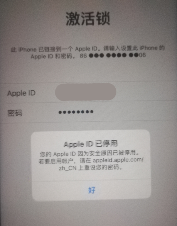 五指山苹果手机维修分享iPhone 12 出现提示“Apple ID 已停用”怎么办 